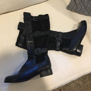 Cole Haan Black suede and leather boots.
