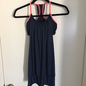 lululemon navy & bright orange accent tank