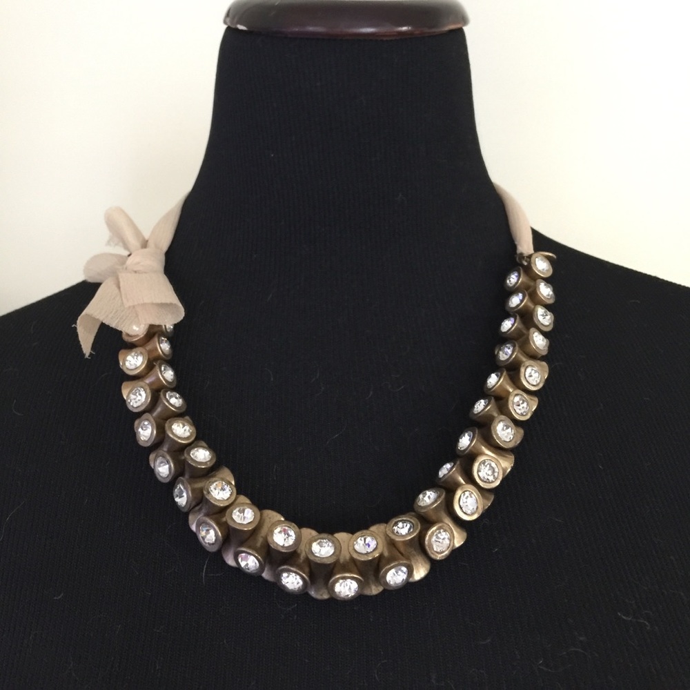 J. Crew crystal necklace with ribbon