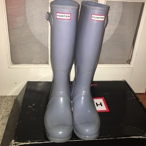 Blue hunter rain boots with original box