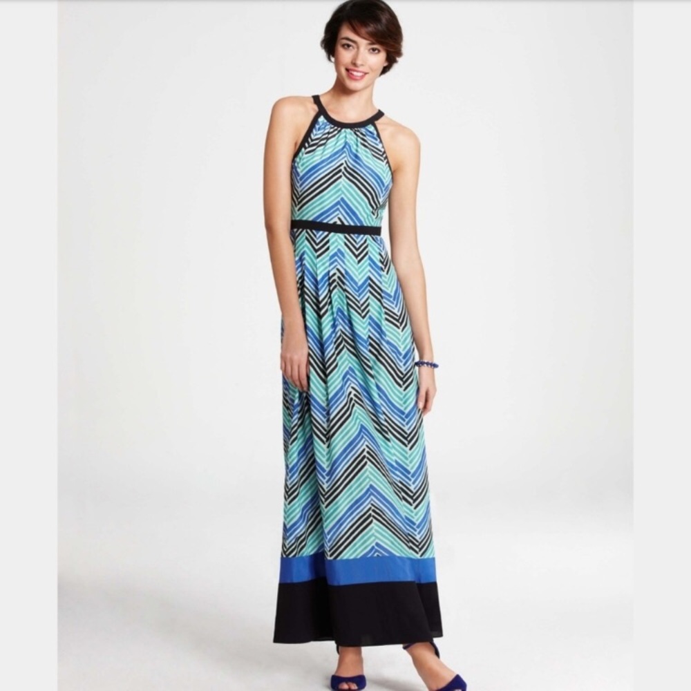 Classy halter maxi with chevron print