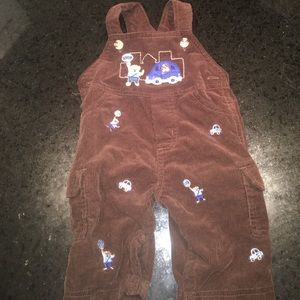 Baby Corduroy Brown Overalls with Bears/Trains