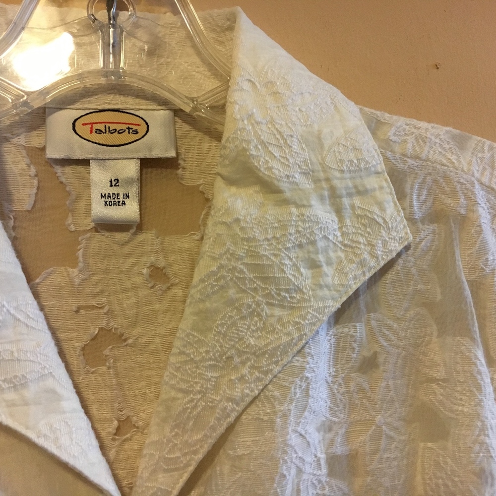 Talbots ivory lace long-sleeve blouse 12