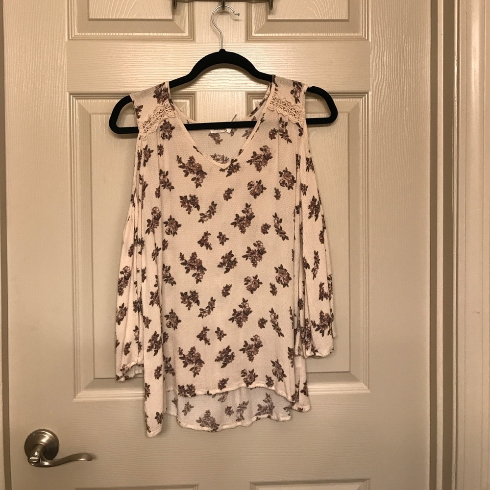 Cream Cold Shoulder Top