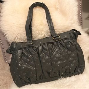 Diaper bag dark grey with gold studs