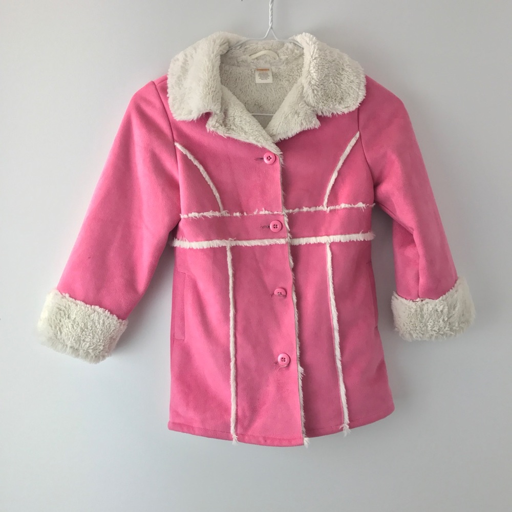 GYMBOREE Pink Faux Fur/Suede Jacket Coat S (5-6)