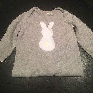 Light grey long sleeve baby one piece with bunny