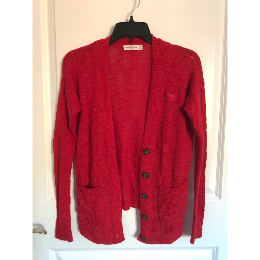 A&F Red Button Up Cardigan ❤️ - Picture 2 of 5