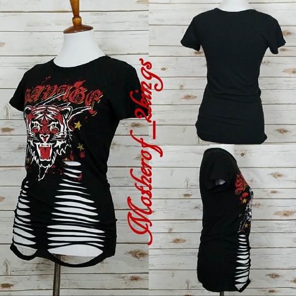 🔥LAST ONE🔥 BLACK DISTRESSED "SAVAGE" TOP - Picture 4 of 5