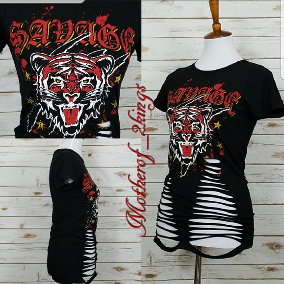 🔥LAST ONE🔥 BLACK DISTRESSED "SAVAGE" TOP - Picture 5 of 5