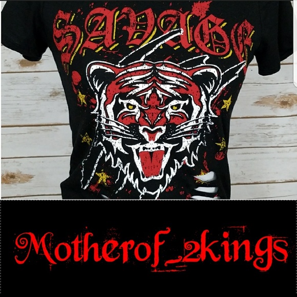 🔥LAST ONE🔥 BLACK DISTRESSED "SAVAGE" TOP - Picture 3 of 5