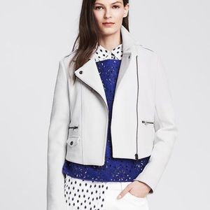 White cropped moto jacket