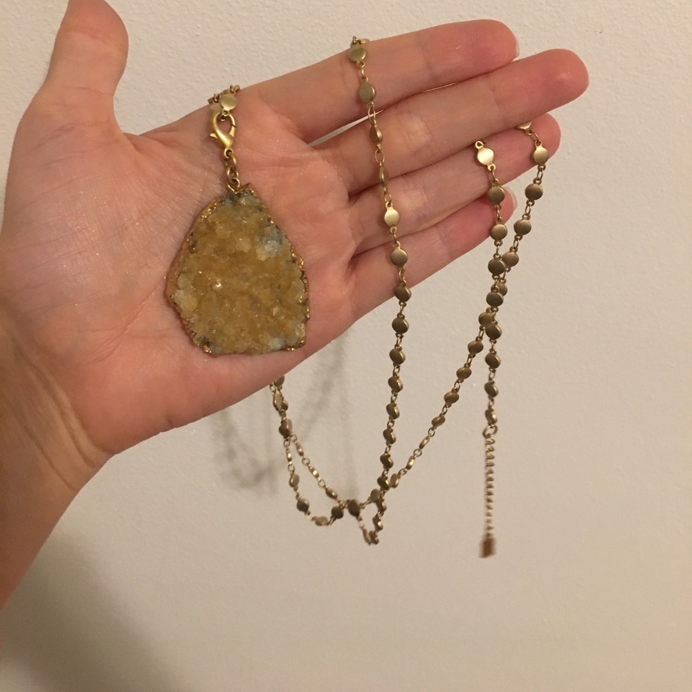 Beautiful Citrine Crystal w/ Adjustable Gold Chain