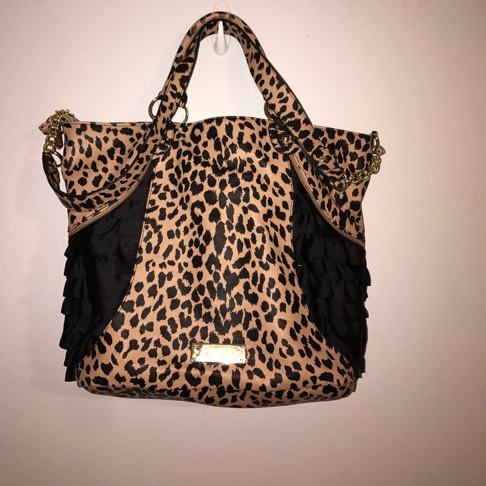 Leopard Ruffle Betsey Johnson tote