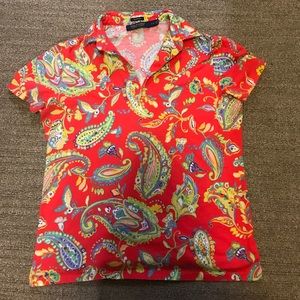 Polo golf shirt with paisley pattern