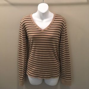 Jones New York Black and Tan Striped Sweater