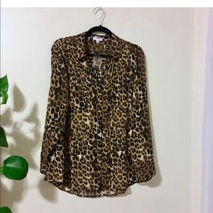 Express NWOT Cheetah Print Button Up Long Sleeve
