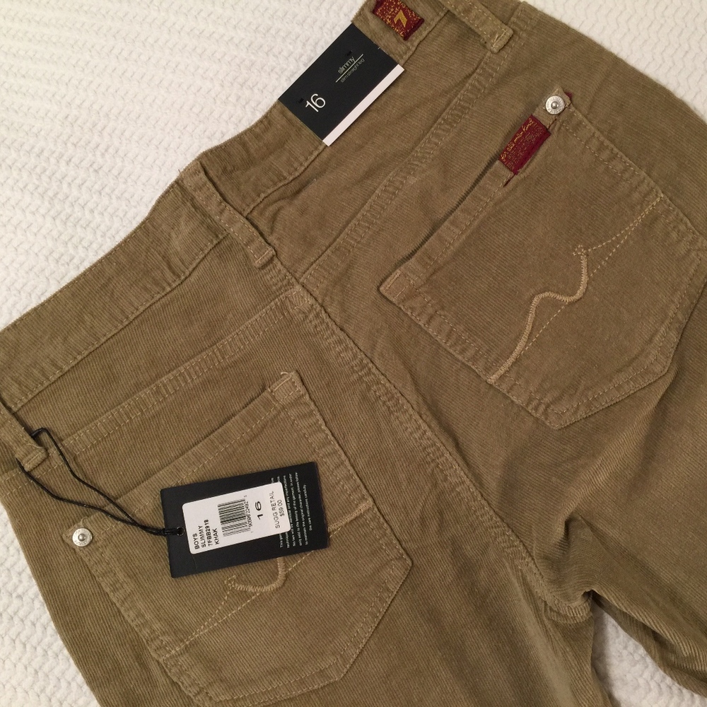 7 For All Mankind Boys Slimmy Khaki Corduroy 16