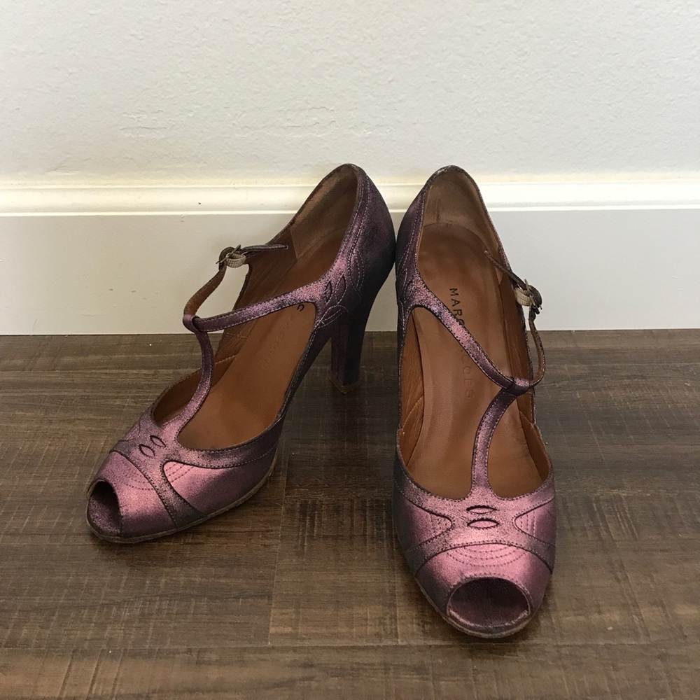 Marc jacobs metallic purple peep toe Mary Jane