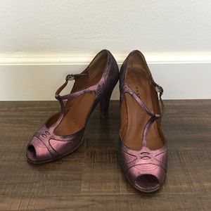 Marc jacobs metallic purple peep toe Mary Jane