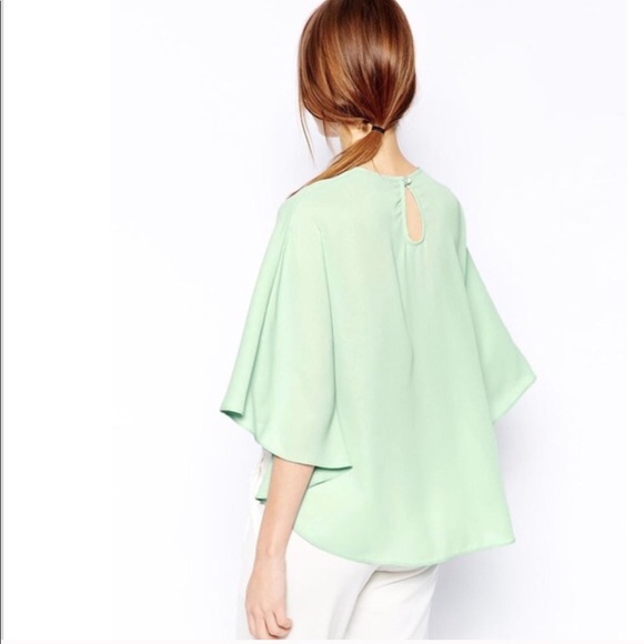 Mint Chiffon Cape Top - Picture 2 of 3