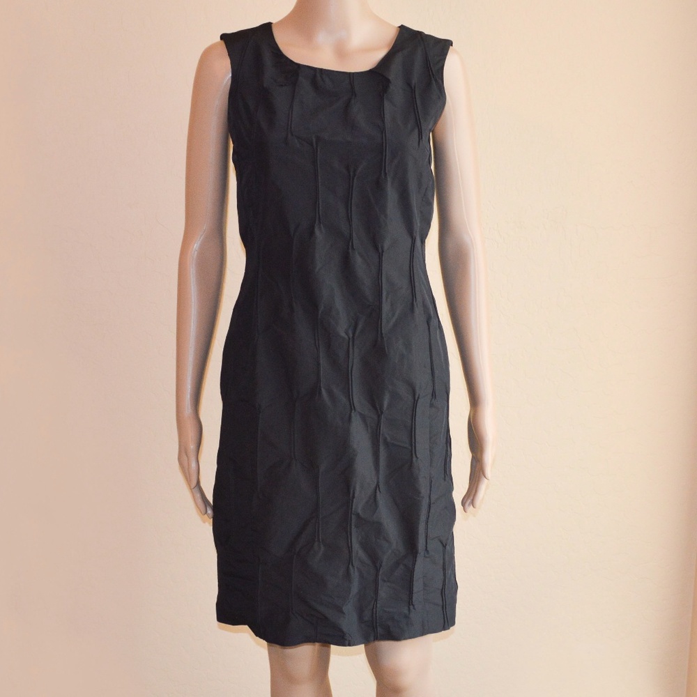 🍍PARK BRAVO Black Pintucked Detail Sheath Dress