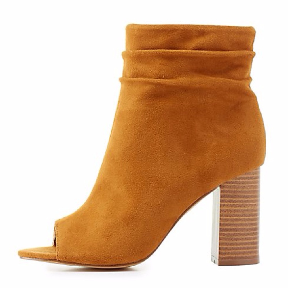Faux Suede Peep Toe Booties