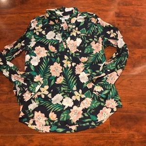Old Navy | Blue Floral Half Button Blouse