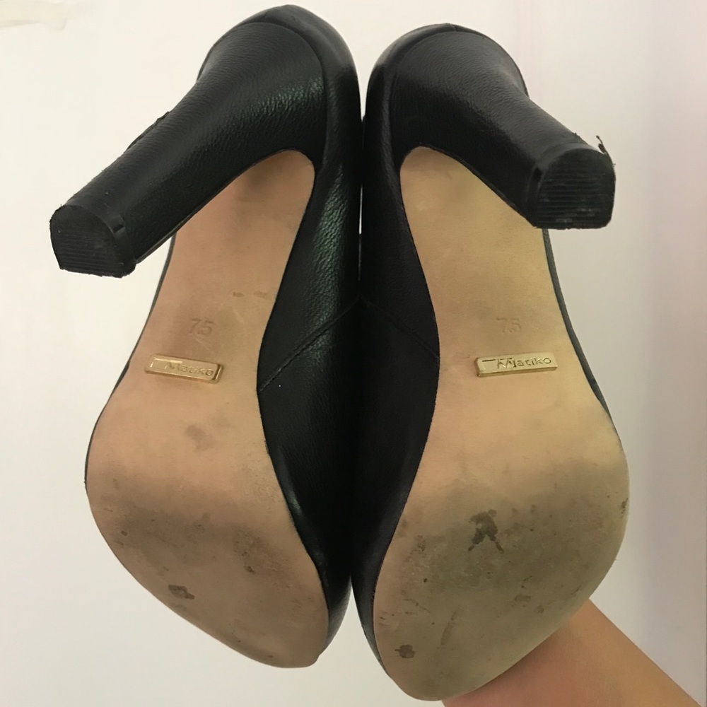 Leather platform heels with block heel - Picture 5 of 8