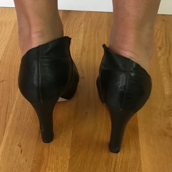 Leather platform heels with block heel - Picture 2 of 8