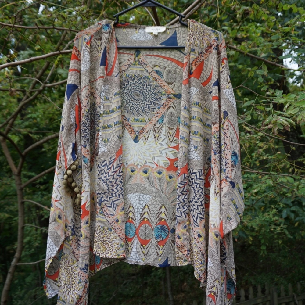 Boho Kimono with Pom Poms by Umgee