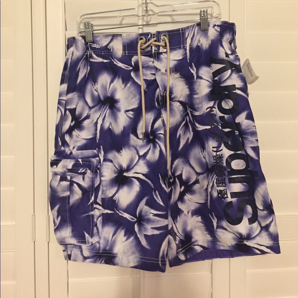 Purple Superdry swim shorts