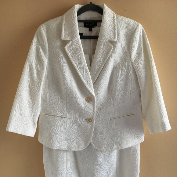NWOT Talbots white matelasse 2pc dress/suit 14P - Picture 2 of 6