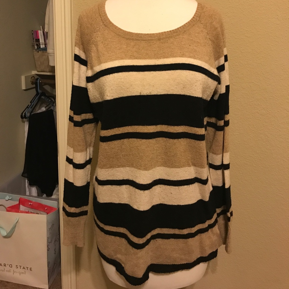 Beige/Black Striped Sweater