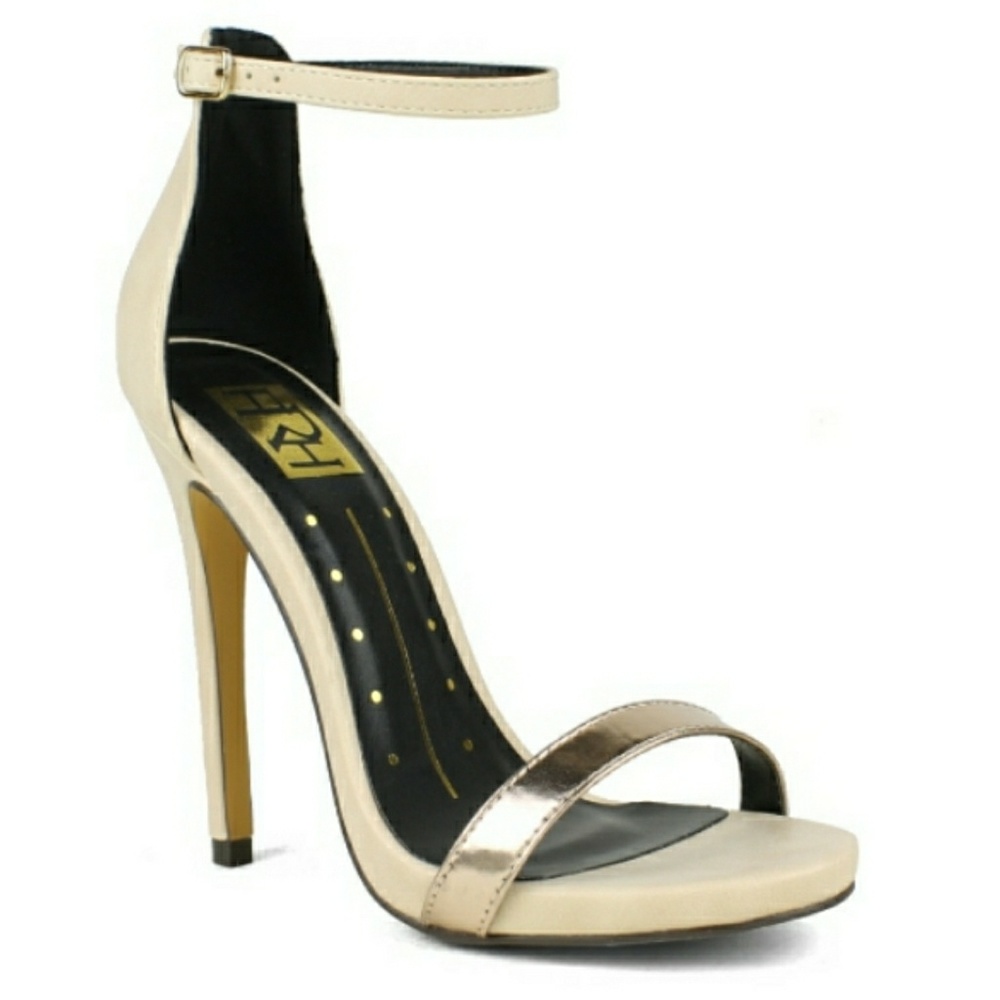 Nude & Gold Strappy High Heel Sandal