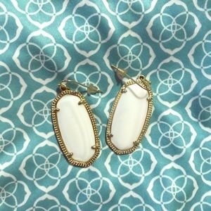 Kendra Scott white and gold earrings