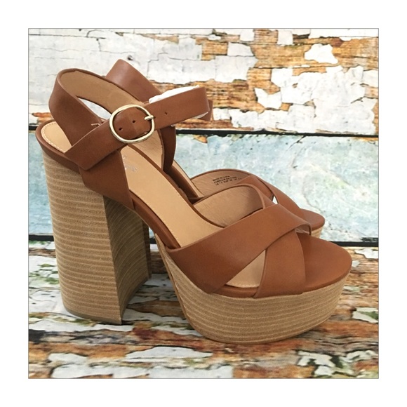 Shellys London Tan Leather Platform Sandals - Picture 2 of 6