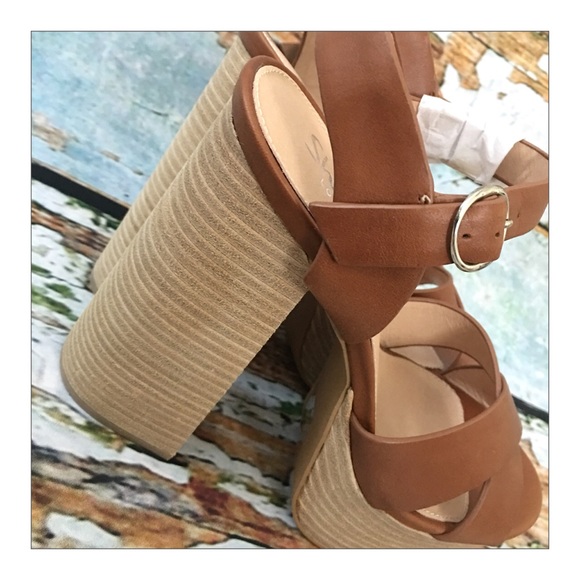 Shellys London Tan Leather Platform Sandals - Picture 4 of 6
