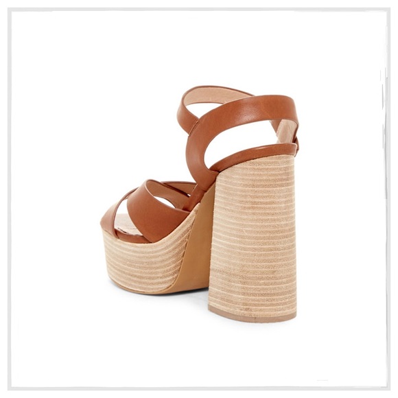Shellys London Tan Leather Platform Sandals - Picture 6 of 6