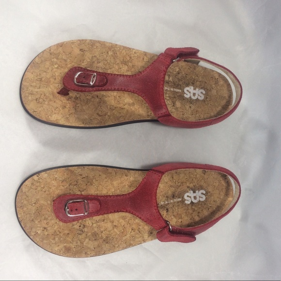 NEW SAS Marina womens cork red sandals! Size 6 W - Picture 5 of 8