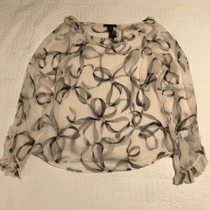 NWT The Limited Ribbon Print Silk Blouse