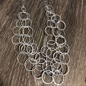 Silver Multi-hoop Statement Necklace