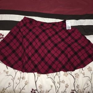 Wine and Black Plaid Skater Skirt