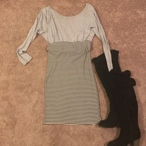 Stripe Midi Pencil Skirt