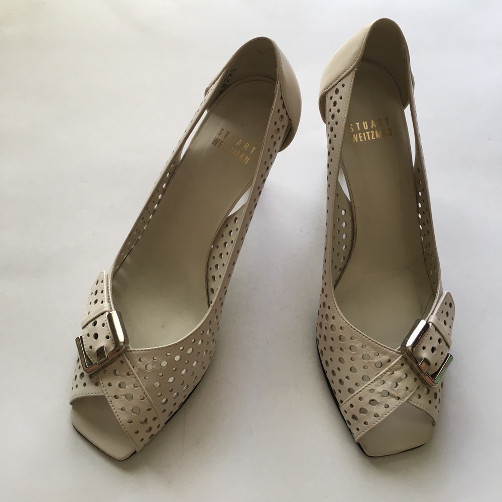 perforated peep toe heels