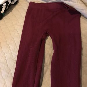 Maroon fleece lined leggings