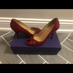 Stuart Weitzman red croc heels