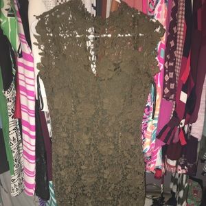 Boutique Olive Lace Cocktail Dress