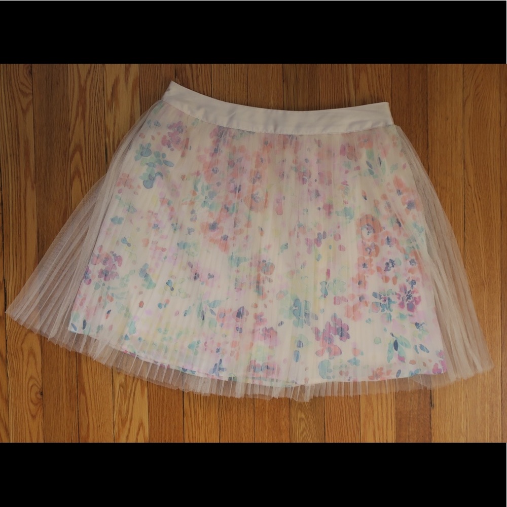 LC LAUREN CONRAD Floral Tulle A Line Skirt, Sz M