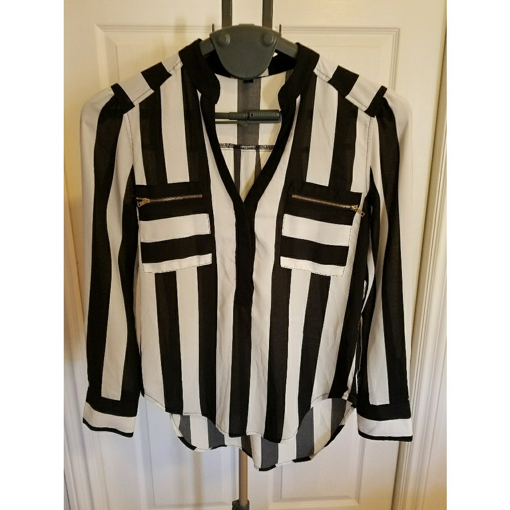Striped black and white blouse